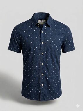 urban pipeline Navy Short-Sleeve Printed Button-Down Shirt Pocket Xlarge